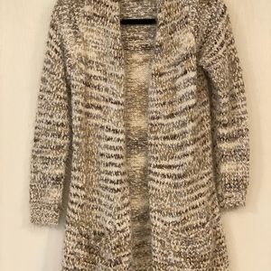 New Directions Cream and Brown Cardigan